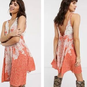NWOT Free People Morning Sun Lace Floral Print Slip Dress in Cayenne Size: S